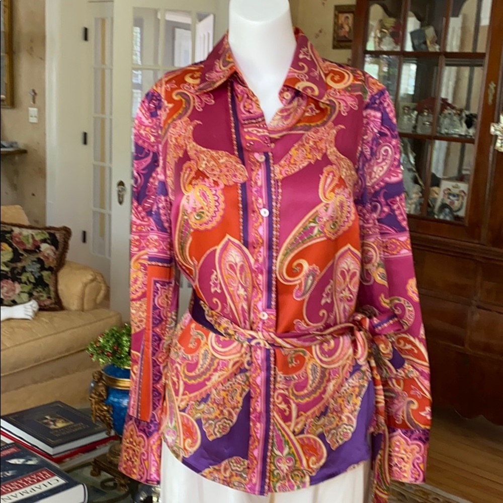 Robert Graham multi colored silk blouse